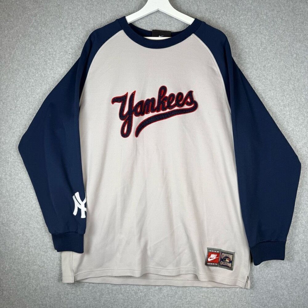 Nike Mens XL New York Yankees #23 Mattingly Pullover Baseball Shirt Blue White